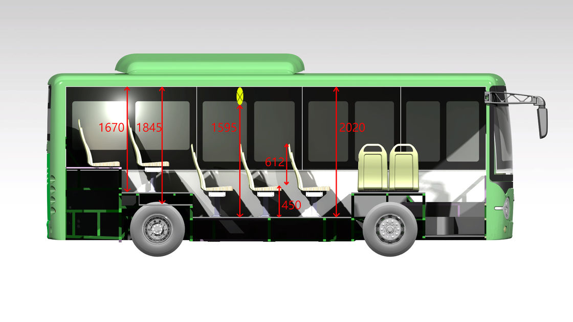 Pin 122,2 Kwh Xe buýt nhỏ chạy điện để vận chuyển thân thiện với môi trường 6,6m